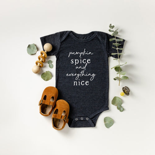 fall baby onesie in dark gray