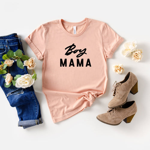 boy mom shirt in peach