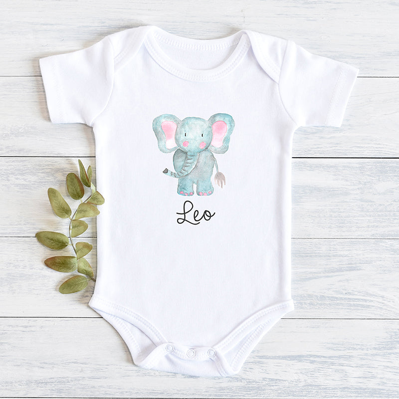 Elephant Custom Baby Name Onesie